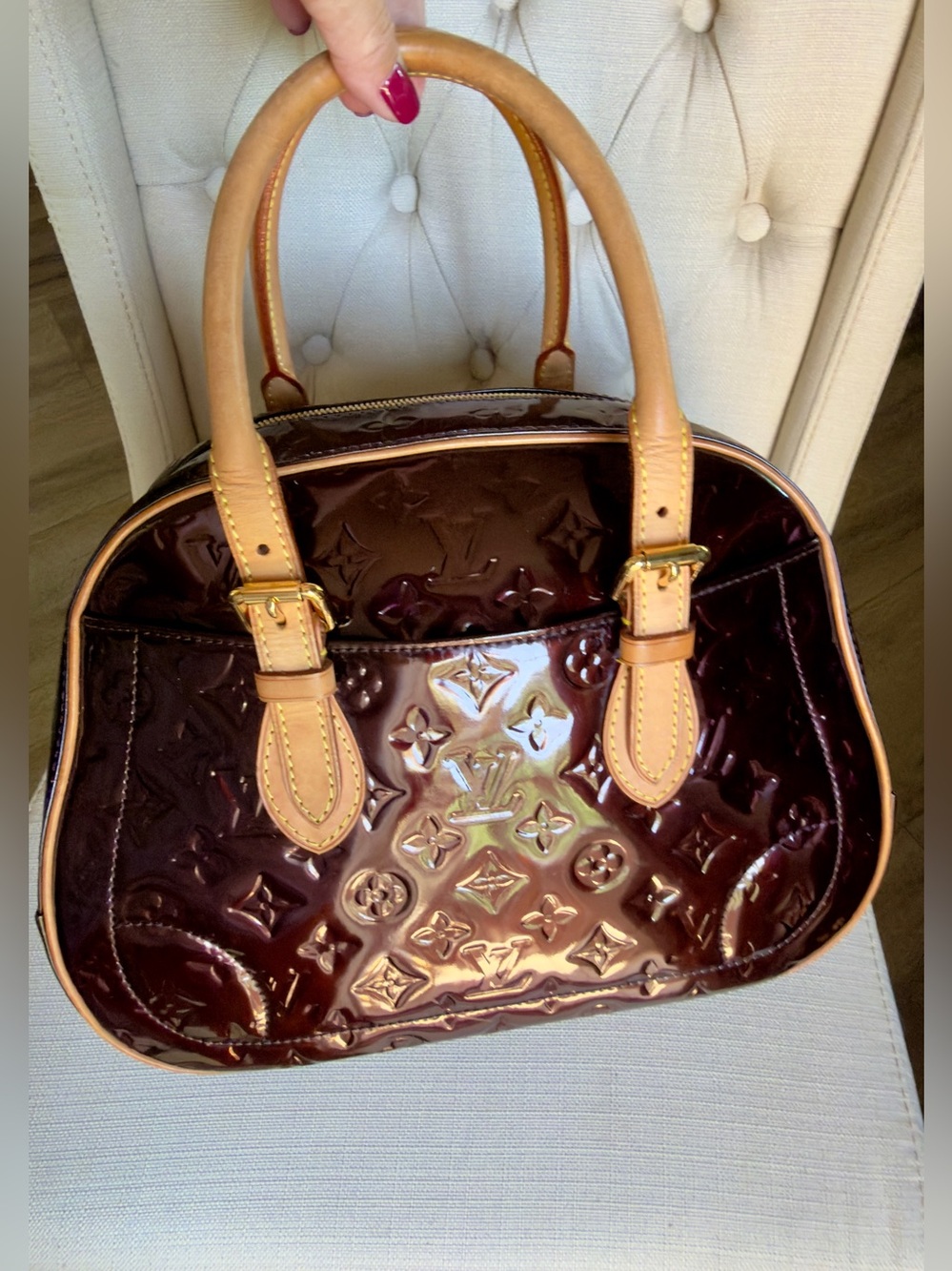 Louis Vuitton Summit Drive in Amarante Vernis Patent Leather Monogram Tote Bag - Picture 12 of 13
